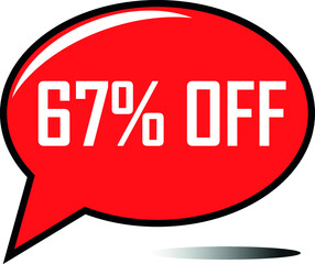 67 percent off red balloon, floating balloon for discount promotional offers, super sale, super offer, reduct balloon with white font and dark shadow