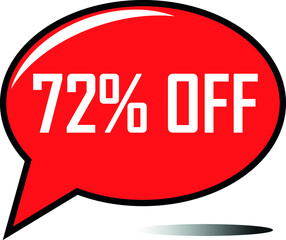 72 percent off red balloon, floating balloon for discount promotional offers, super sale, super offer, reduct balloon with white font and dark shadow