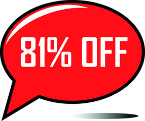 81 percent off red balloon, floating balloon for discount promotional offers, super sale, super offer, reduct balloon with white font and dark shadow