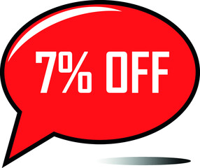 7 percent off red balloon, floating balloon for discount promotional offers, super sale, super offer, reduct balloon with white font and dark shadow