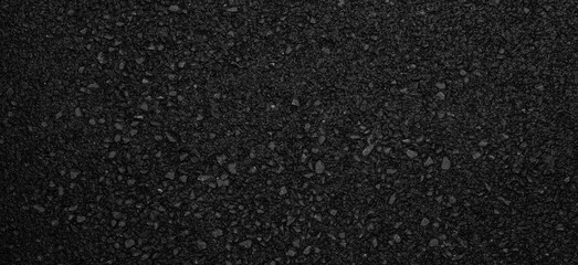 Panorama of rough black asphalt surface texture and background seamless