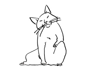 ネコ　ペン画　シンプル