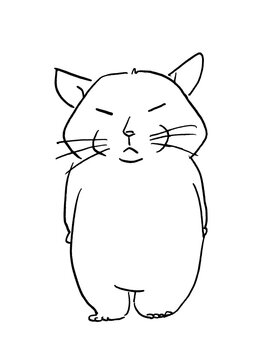 ネコ　ペン画　シンプル