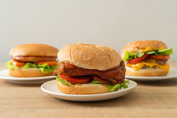 grilled chicken burger with sauce on plate