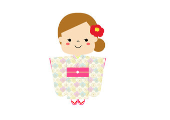 着物を着て嬉しそうな笑顔の女の子　