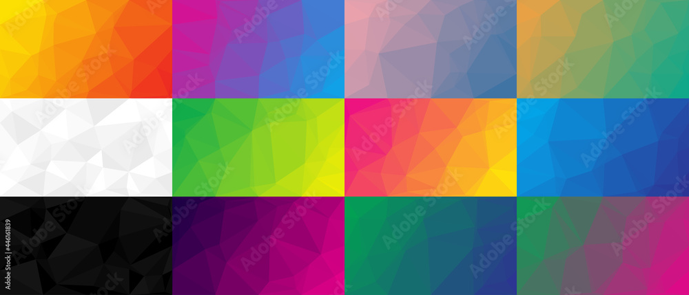 Aufkleber set background design geometric background in origami style and abstract mosaic with gradient fill c