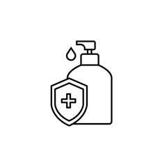 Disinfection. Hand sanitizer bottle icon, washing gel. Vector illustrationDisinfection. 