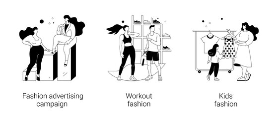 Fashion advertising campaign abstract concept vector illustrations.