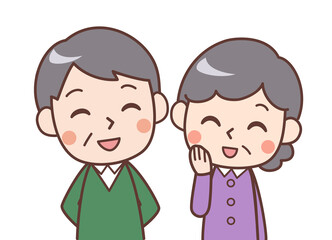 仲良く笑い合うおじいさんとおばあさん