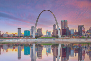 Downtown St. Louis  skyline, cityscape of Missouri in USA - obrazy, fototapety, plakaty