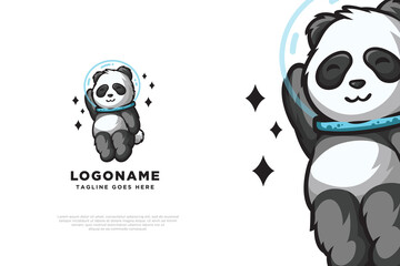 Cute Panda Astronaut Logo Design