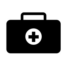 first aid kit box icon on white background. doctor's bag sign. medical symbol. flat style.