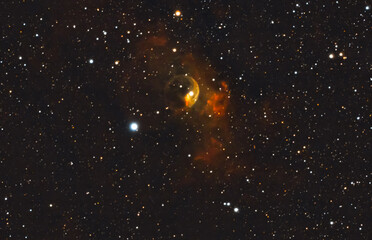 The Bubble Nebula, also known as NGC 7653, photographed with a 203mm reflector telescope and a cooled camera