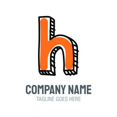 h Letter. Hand Drawn Alphabetic Initial Logo Design