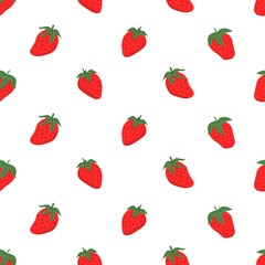 Cute cartoon strawberry. Seamless pattern for design of fabric, clothing, wallpaper, paper. Seamless isolated background.
