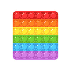 Pop it fidget. Square shaped antistress children game. Trendy sensory plaything. Colorful hand toy with push bubbles. Vector illustration in flat cartoon style.