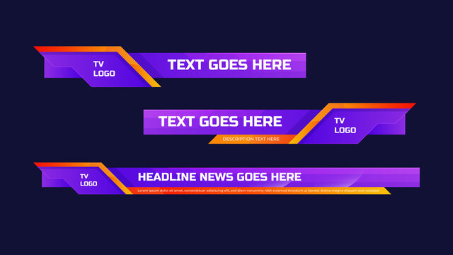 Graphic set of broadcast news collection vector. Lower Thirds Template layout design banner for bar Headline news title, sport game in Television, Video and Media Channel