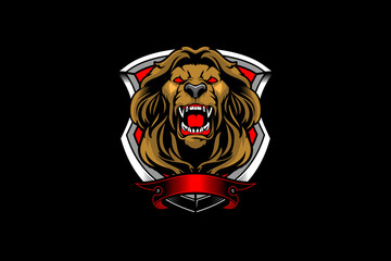 Lion head cartoon character logo vector template