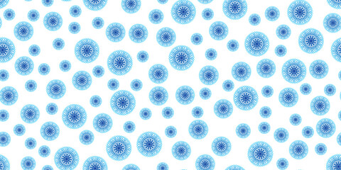 Winter seamless pattern with colorful gradient snowflakes on white background. Vector illustration for fabric, textile wallpaper, posters, gift wrapping paper. Christmas vector illustration
