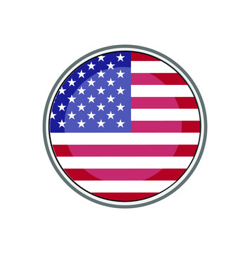 United States Of America (USA)  Flag 3D Circle Push Button Icon 