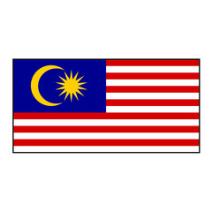 Malaysia country flag vector push button rectangle with authentic colors for Asian concepts.	