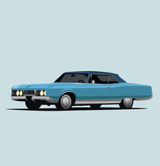 Illustration of a car on the light blue background.