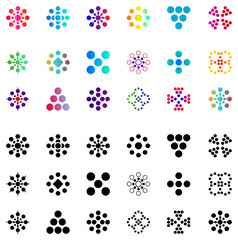 Fototapeta na wymiar Geometric cirular dots in black and gradient colors