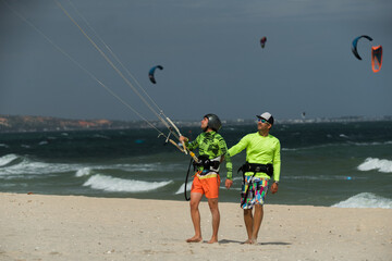 Kite surfer with his learner.
