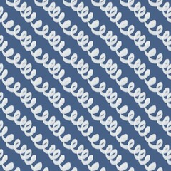 seamless pattern with white knitted diagonal stripes on a blue background 