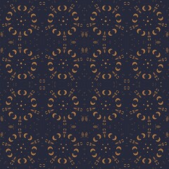 abstract seamless pattern with stars and planets on a dark background 