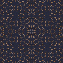 abstract seamless pattern with stars and planets on a dark background 