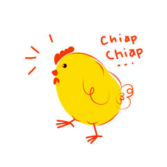 Chicken icon character vector illustration. Drawing,line,pets,animal icon isolated on yellow pale.