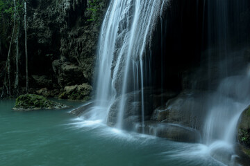 Fototapeta na wymiar Close up waterfall in the forest