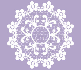 アンティークな丸型レース、ドイリー。ベクター素材。