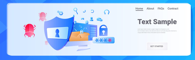 computer app antimalware protection shield data privacy security concept horizontal