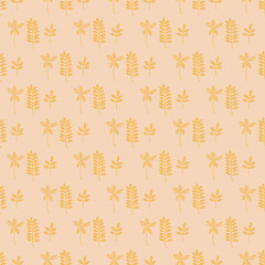 Autumn pink and yellow leaves seamless pattern