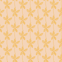 Autumn pink and yellow leaves seamless pattern