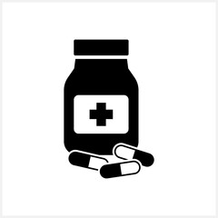 Medicine bottle icon isolated on white. Vector stock stock illustration. EPS 10