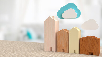 home and cloud for smart home  technology concept 3d rendering