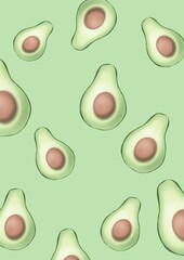 Seamless pattern of avocados. Avocado illustration.