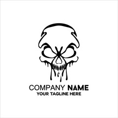 unique skull logo outline vector