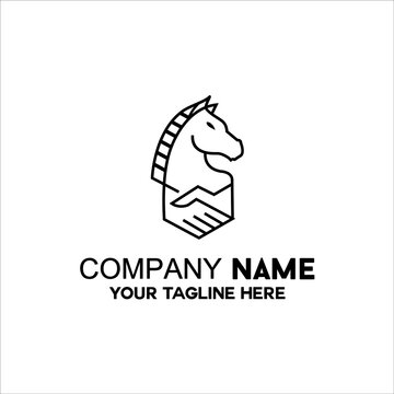 horse head logo outline with vector