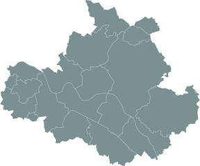 Fototapeta premium Simple gray vector map with white borders of districts of Dresden, Germany