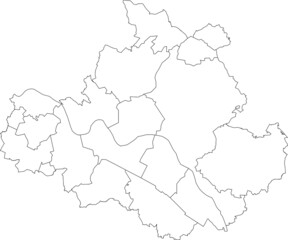 Simple blank white vector map with black borders of districts of Dresden, Germany