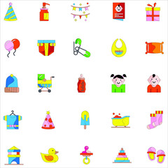 Baby shower colour collection flat set