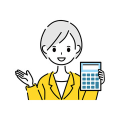 ビジネスウーマン　電卓　案内