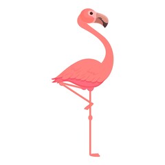 Flamingo stand icon cartoon vector. Pink bird. Tropical cute flamingo