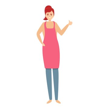 Smiling housewife icon cartoon vector. Woman kitchen. Housework clean