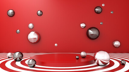 metallic ball red background product mockup scene