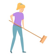 Cleaning brush icon cartoon vector. Housewife mom. Woman housework